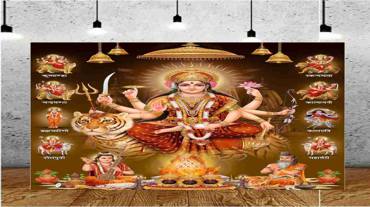 मंदिर में आयोजित नवरात्रोत्सव 2026 कार्यक्रम का भव्य दृश्य, जहां भक्त माता दुर्गा की आराधना कर रहे हैं।