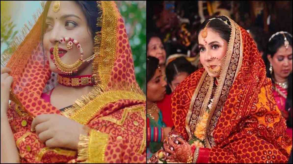 यह तस्वीर उत्तराखंड के ग्रामीण क्षेत्र में एक पारंपरिक शादी को दर्शाती है, जहां महिलाएं सीमित गहनों के साथ सादगी से समारोह में शामिल हैं।